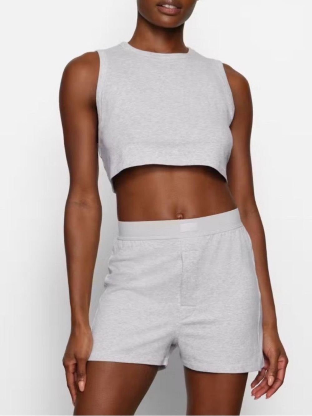 SKIMS Light Gray Cropped Tank Top